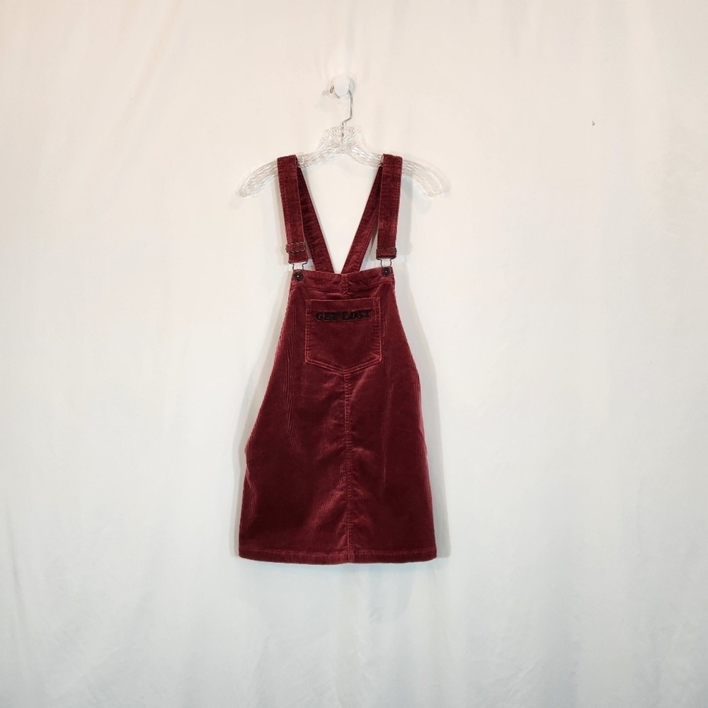HOT TOPIC Spell Out GET LOST Wine Burgundy Corduroy Skirtall Juniors Grunge S